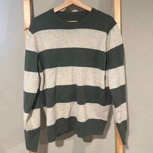 J Crew Cashmere Sweater, Green and White Stripe